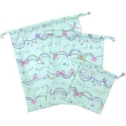 8611403-006-10-4 [OrangeBonbon キラキラガーランド 子供 巾着3点セット フリーサイズ グリーン]