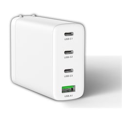 USB急速充電器 USB PD（パワーデリバリー）対応 100W USB-C×3/USB-A×1 GaN（窒化ガリウム）搭載 折りたたみ式プラグ採用 ホワイト ML-PDUS4PG100WH