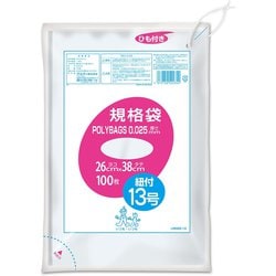 ポリバッグ 規格袋 ひも付き 13号 約縦38cm×横26cm×厚さ0.025mm 100枚 透明 LR025-13