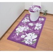 抗菌・防臭加工 カトレア柄トイレマット パープル 80×115cm FLa2465410