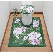 抗菌・防臭加工 カトレア柄トイレマット グリーン 80×130cm FLa2465520