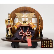 五月人形 10号 紅白兜 正絹糸縅 鑚彫鍬形 丸太飾り mo10akasi-50ma