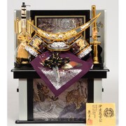 五月人形 10号 伊達政宗 兜飾り 銀黒屏風 収納飾り ryu-ra1006