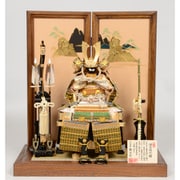 ryu-503-morib [五月人形 5号 鎧平飾り 緑茶白糸縅金鎧 古代塗屏風]