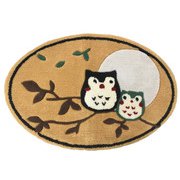 フック織フクロウ柄玄関マット 60×90cm 楕円 FLa24284