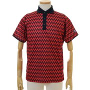 CL5KTG02 XXL RED [ゴルフウェア 半袖ポロシャツ 波柄ポロ メンズ XXLサイズ レッド]