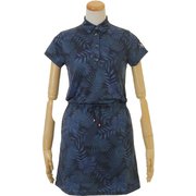 CL5KUQ14 XXL NVY [花柄クールプラスポロワンピース レディース XXLサイズ ネイビー]