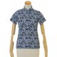 FD5KUG22 M NVY [lightest flower print polo shirt レディース Mサイズ ネイビー]