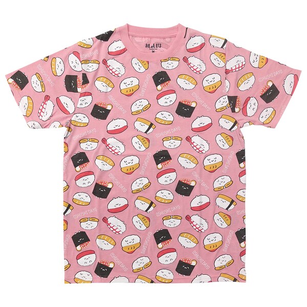 おしゅしだよ 総柄 Tシャツ Pink Lサイズ Solas Wozki Pl