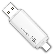 USBメモリー USB3.2 Gen2 Type-C - Type-Aコネクタ搭載 キャップ式 16GB ホワイト HDUF134C16G3C