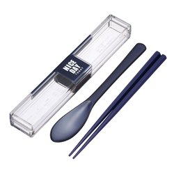 とっても強いケース&スプーン18cm箸付 ネイビー H-600