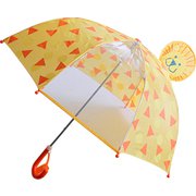 子供用傘 キッズアンブレラ ライオン 45cm 手開き式 8本骨 透明窓つき ネームタグつき イエロー KI047380