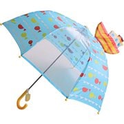 子供用傘 キッズアンブレラ SEA シー 45cm 手開き式 8本骨 透明窓つき ネームタグつき 水色 KI047403