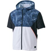 KU92150-3-4L [空調風神服 フード付半袖ブルゾン メンズ 4Lサイズ ネイビー]