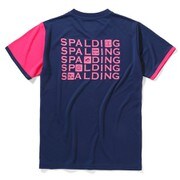 SMT210610 [バレーボールTシャツ スポルディングアイコン メンズ Mサイズ ネイビー]