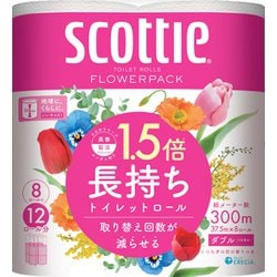 スコッティ フラワーパック 1.5倍 長持ち 8ロール ダブル
