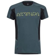 RUN LOGO T-SHIRT MTGR30X 8690 スティールブルー/ブラック Lサイズ [アウトドア カットソー メンズ]
