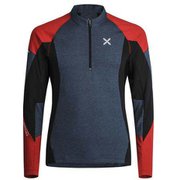 RUN ENERGY ZIP MAGLIA MMZR36X 8610 スティールブルー/レッド Mサイズ [ランニングウェア シャツ メンズ]