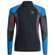 RUN ENERGY ZIP MAGLIA MMZR36X 9226 チャコールグレー/ブルー Mサイズ [ランニングウェア シャツ メンズ]