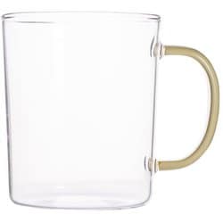 クラフト 耐熱ガラス コーヒー マグカップ 320ml 把手 イエロー 49T519YE-1P