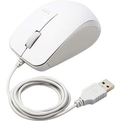 マウス 有線 抗菌 静音 ブルーLED 3ボタン Mサイズ ケーブル長1m ホワイト M-BL27UBSKWH