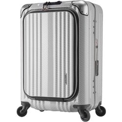 スーツケース 旅行日数目安：1～2泊 38L TSAロック搭載 機内持ち込み可 PC100％・軽量細フレーム・前ポケットビジネスキャリー ラフカーボンホワイトシルバー 6203-50-R.WHSL