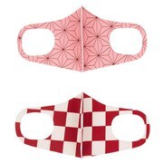 AM-302-S [和柄キッズマスク 2枚セット Sサイズ Pink & Red]