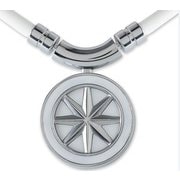 HLCNEWS47 [磁気ネックレス ヘッドチタン サマリウムコバルト磁石 Healthcare Necklace Earth（White×Silver）47cm]