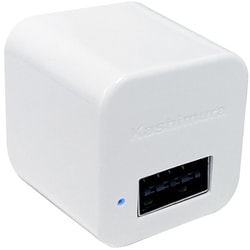 USB AC充電器 AC-USB-1A 1P リバーシブル USB-A×1 1A 折りたたみプラグ採用 通電確認用LED付き ホワイト AC-025