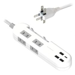 AC-022 [4AC4USB 3A+1C 24W 1.2m リバーシブル SW 自動識別 WH]