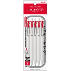 ゲルインクボールペン uni-ball one（ユニボール ワン） 5本パック 赤 0.38mm UMNS385P.15