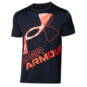 UA TECH WORD MARK SEASONAL UAテック ワード マーク シーズナル 1364328 001_BLK/BEA MDサイズ [フィットネス シャツ メンズ]