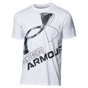 UA TECH WORD MARK SEASONAL UAテック ワード マーク シーズナル 1364328 100_WHT/BLK SMサイズ [フィットネス シャツ メンズ]