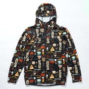 ポーラーパイオニアフルジップフーディー Polar Pioneer Full Zip Hoodie PM1866 Black Camping Print 10 Sサイズ [アウトドア ジップフーディ― メンズ]