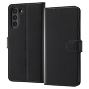 Galaxy S21 5G 用 耐衝撃 手帳型ケース シンプル マグネット ブラック/ブラック RT-GS21ELC1/BB
