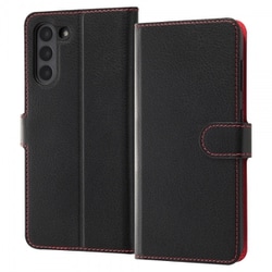 Galaxy S21 5G 用 耐衝撃 手帳型ケース シンプル マグネット ブラック/レッド RT-GS21ELC1/BR