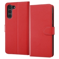 Galaxy S21 5G 用 耐衝撃 手帳型ケース シンプル マグネット レッド RT-GS21ELC1/R