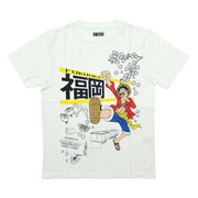 22833855 ワンピース ルフィ×福岡 Tシャツ WHITE Lサイズ [キャラクターグッズ]