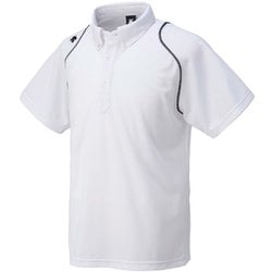 ボタンダウンポロシャツ DTM-4600B (WHT)ホワイト×ブラック Sサイズ [スポーツウェア シャツ ユニセックス]