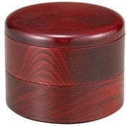 山中塗 木製 丸二段重 4.0 約12×10cm 栓 赤摺 SJ-0220