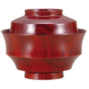 山中塗 木製 煮物椀 4.3駒型 13cm 欅 赤摺 SO-0537