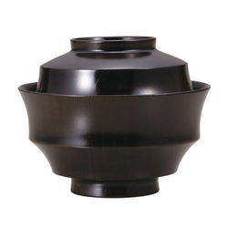 山中塗 木製 煮物椀 4.3駒型 13cm 欅 黒摺 SO-0538
