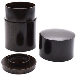 山中塗 木製 共木茶筒 高さ約12cm 欅 黒摺 SX-0642