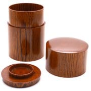 SX-0643 [山中塗 木製 共木茶筒 高さ約12cm 欅 茶摺]