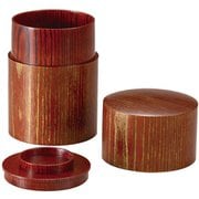 SX-0644 [山中塗 木製 共木茶筒 高さ約12cm 欅 赤摺 GOLD]
