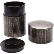SX-0645 [山中塗 木製 共木茶筒 高さ約12cm 欅 黒摺 PLATINUM]