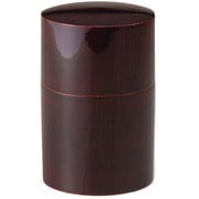 SX-0646 [山中塗 木製 共木茶筒 高さ約12cm 欅 木地呂内摺]