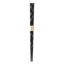 山中塗 木製 螺旋箸 滑り止め付 欅 黒摺 SF-0776