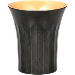 山中塗 木製 焼酎杯 欅 菊彫 神代白漆 KE10-008
