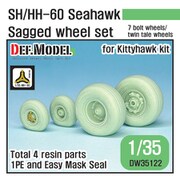 DW35122 現用 米海軍SH/MH-60シーホーク用自重変形タイヤセット（キティホーク用） [1/35スケール レジン製ディティールアップパーツ]
